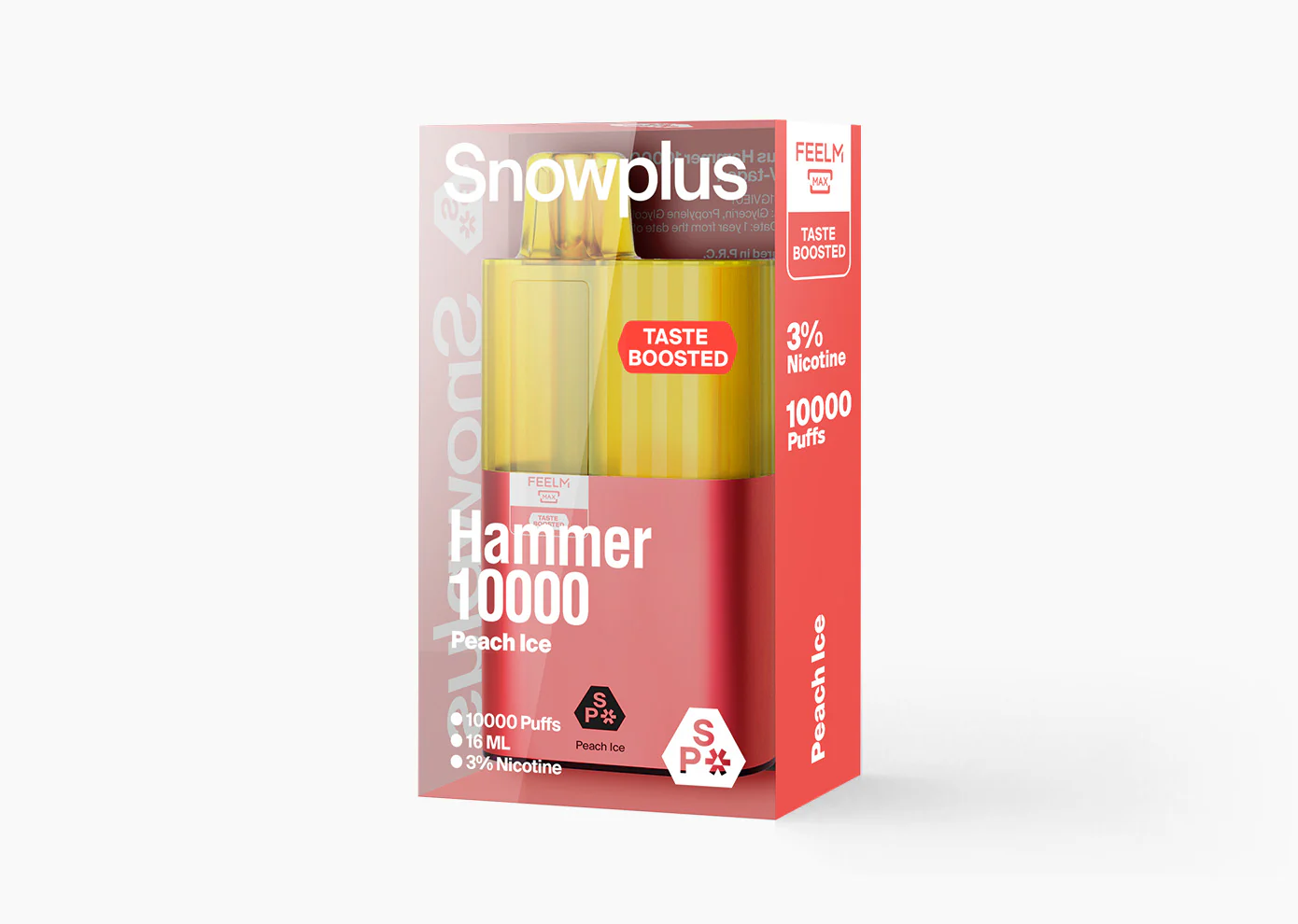 Snowplus Hammer 10000 Puffs Peach Ice Flavor Ceramic Coil Vape - Six Pandas