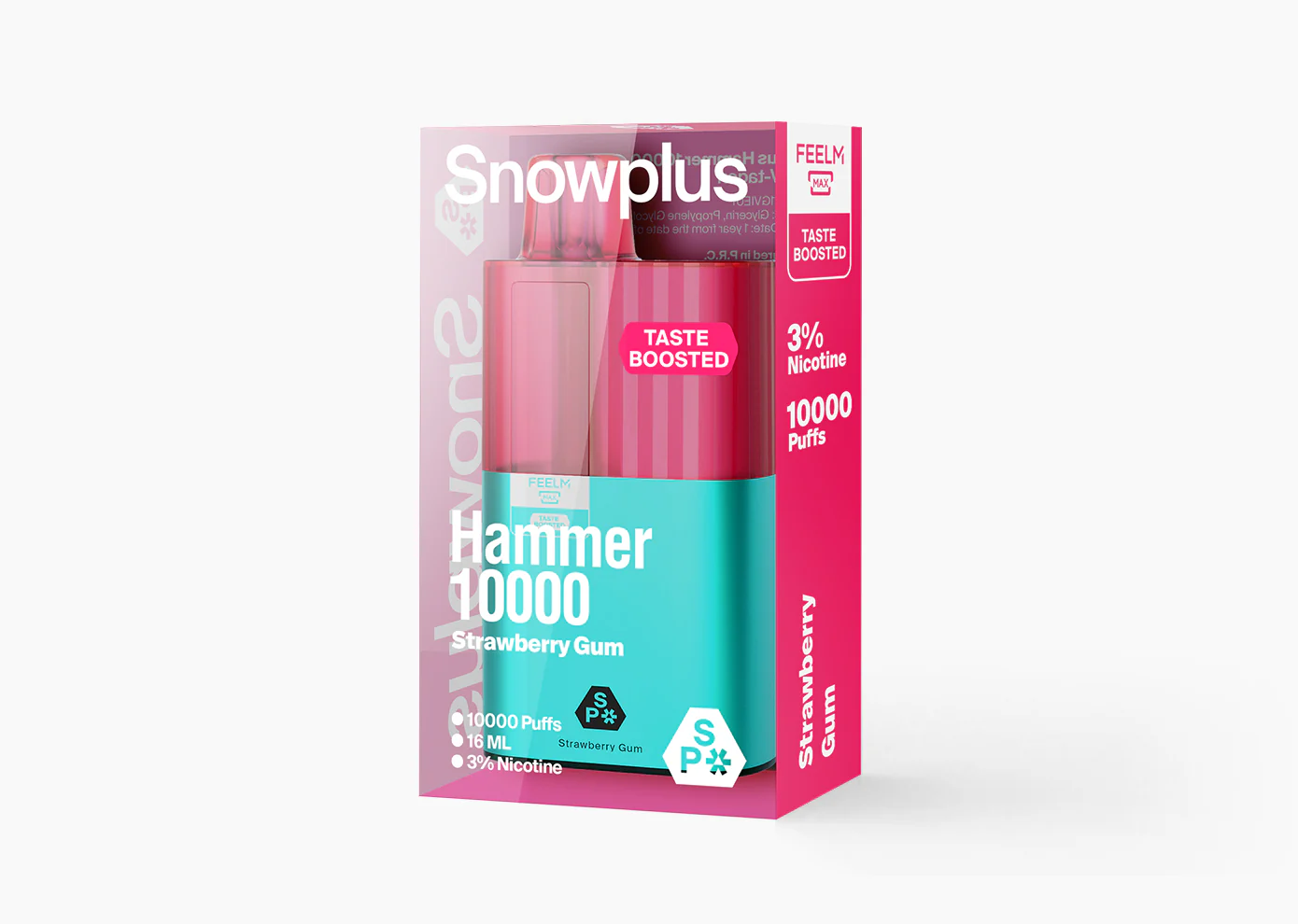 Snowplus Hammer 10000 Puffs Strawberry Gum Flavor Ceramic Coil Vape - Six Pandas