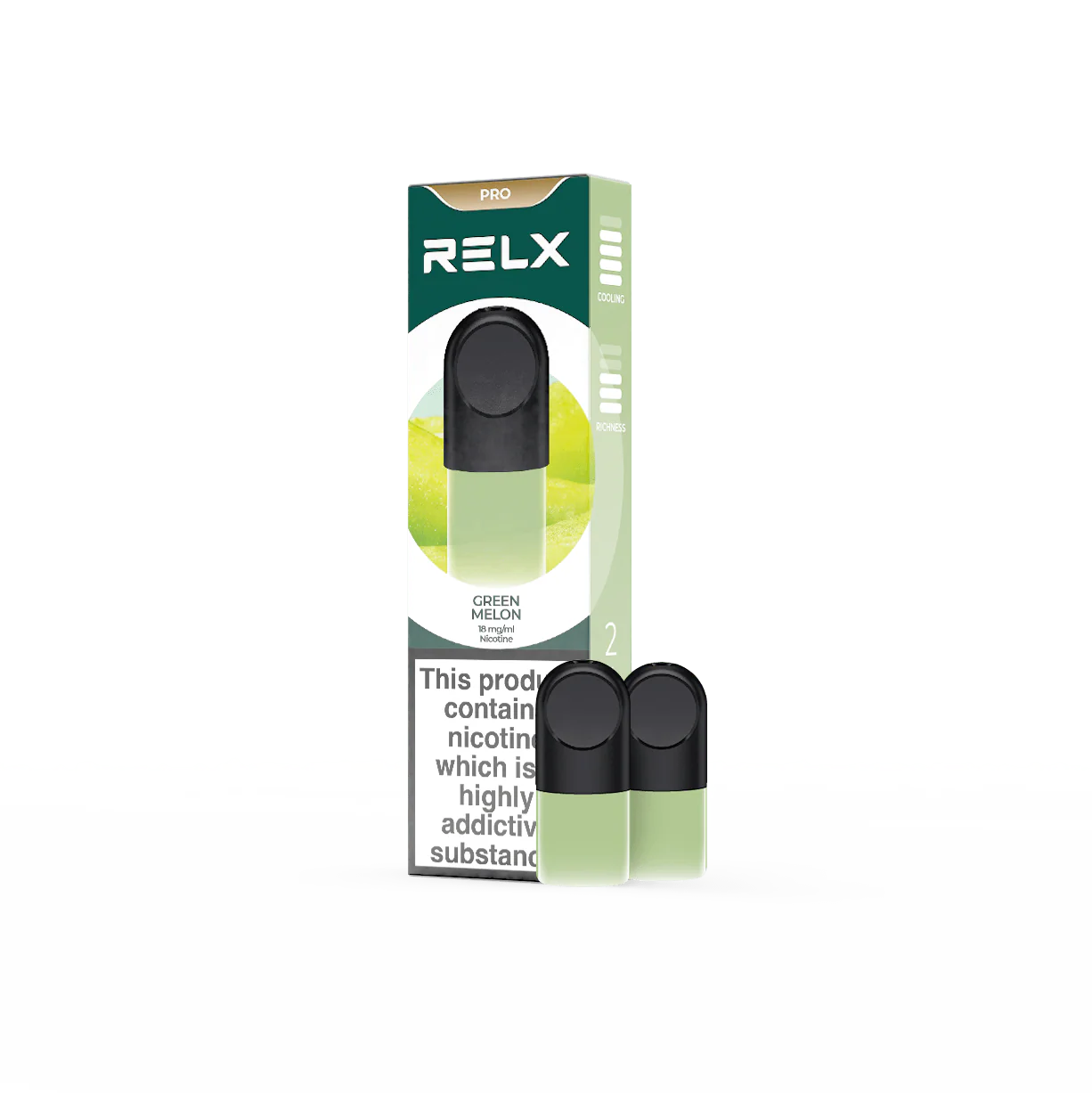 RELX Pod Pro Fruit Juicy Green Melon Flavors 18mg/ml Nicotine - Six Pandas