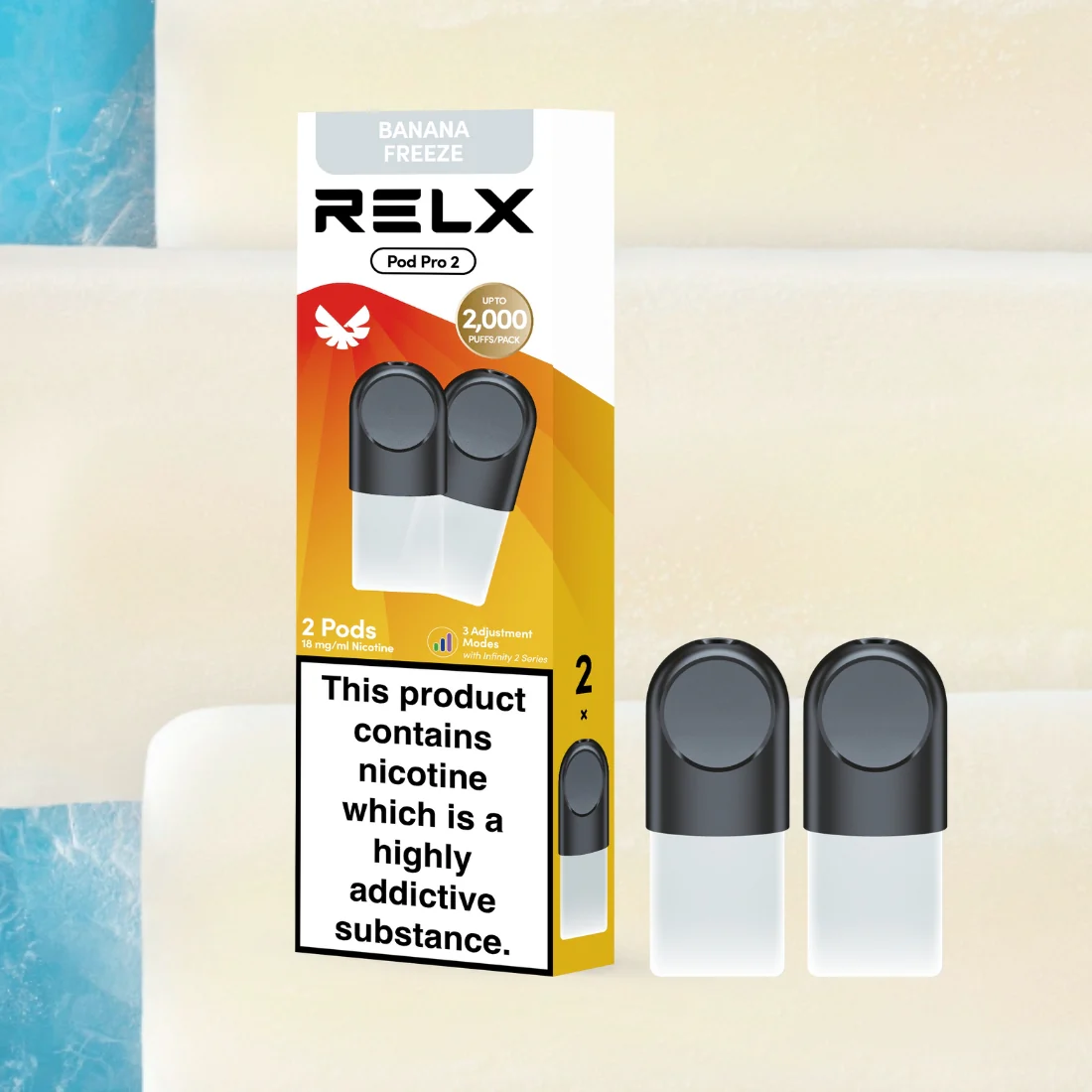 RELX Pod Pro Banana Freeze Dessert Flavors 18mg/ml Nicotine - Six Pandas