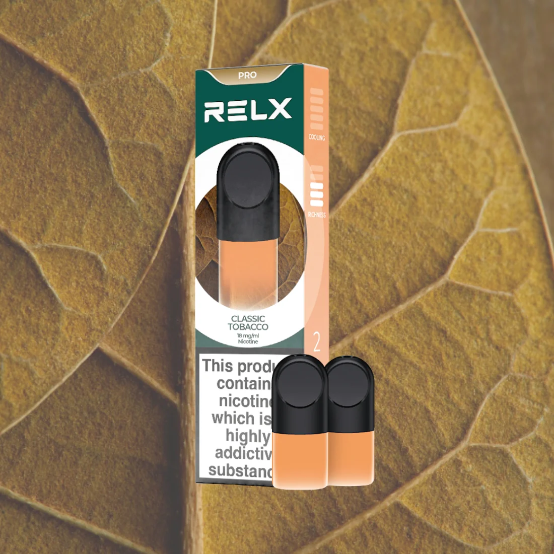 RELX Pod Pro Classic Tobacco Flavors 18mg/ml Nicotine - Six Pandas