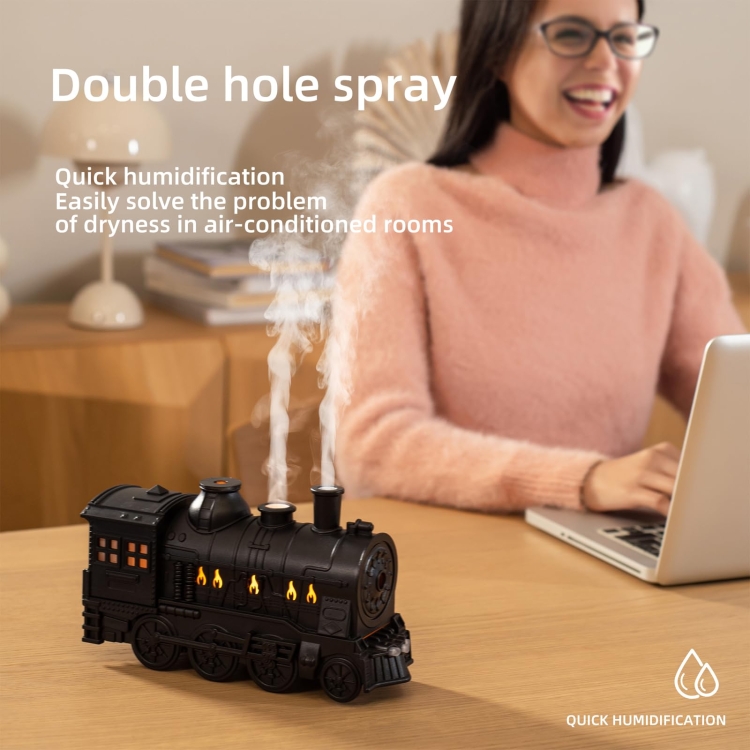 300ml Train Smoke Ring Ultrasonic Air Humidifier & Aroma Diffuser with Remote Control, UK Plug - Six Pandas
